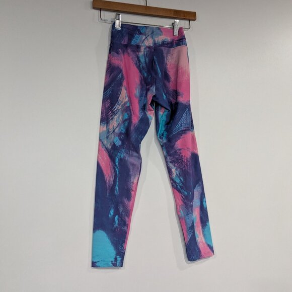 Liquido Tie Dye Printed Cropped Leggings Tights Pink Purple Blue Size Medium - Picture 3 of 3
